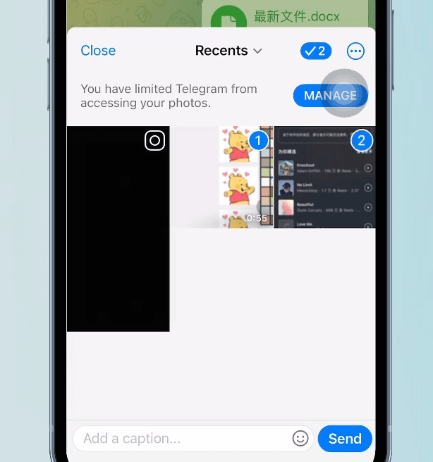 选中需要发送的文件